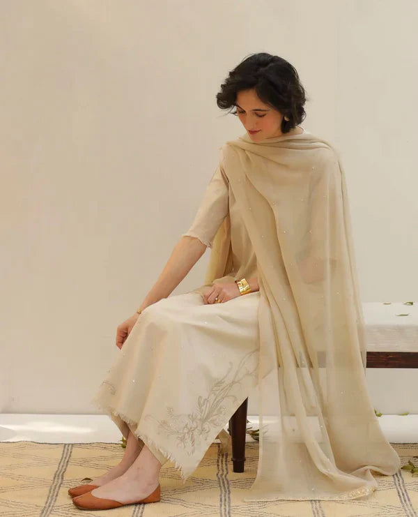 Jugni - Almond Beige 3-Piece Stitched