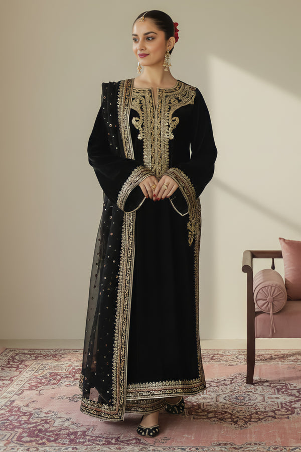Black Majesty | 3 piece Embroidered Luxury Pret For Women