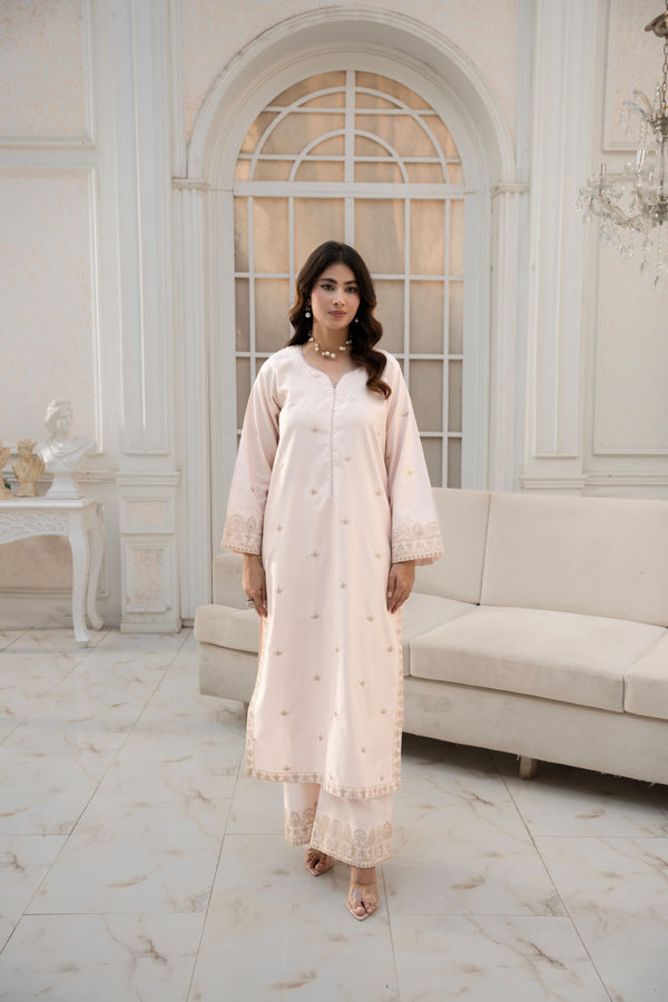 Pink Amber 2 piece Embroidered Stitched suit