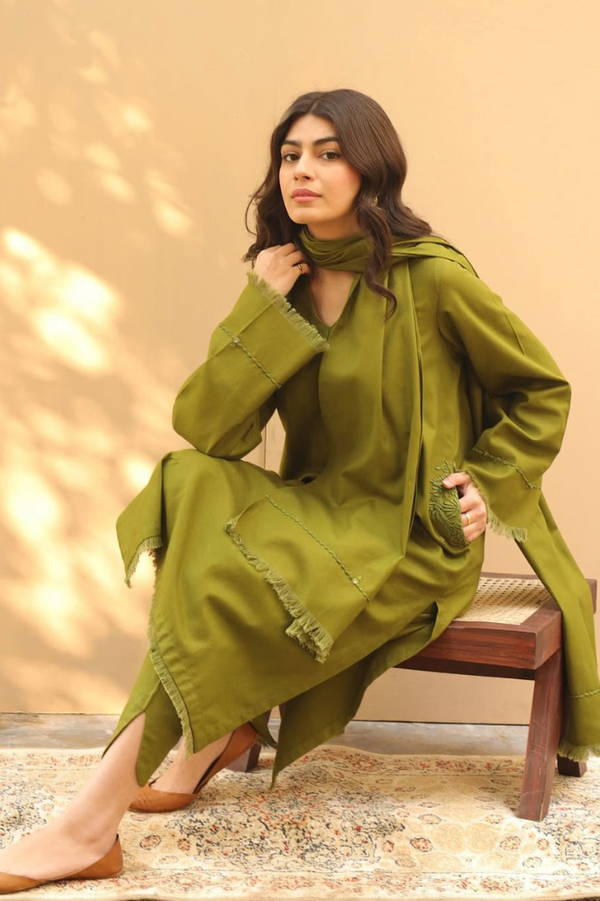 Green Elegance | 3-Piece Stitched Suit