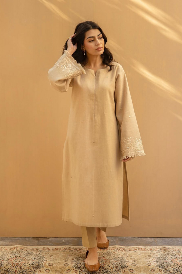 Bahaar - Beige Blossom - 2-Piece Stitched Suit