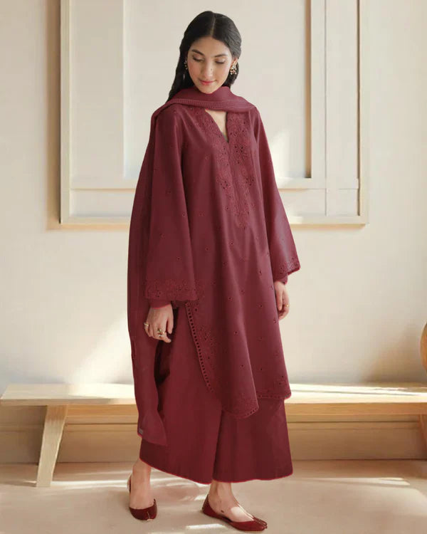 Mehar Bano - Maroon Elegance 3-piece stitched